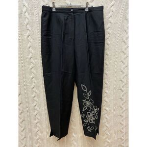 Montee Collection Cropped Black‎ Embroidered Pants Women's 14 Vtg Office